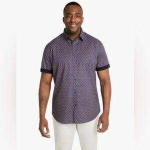 Men's Classic Navy Patterned Button-Down Shirt